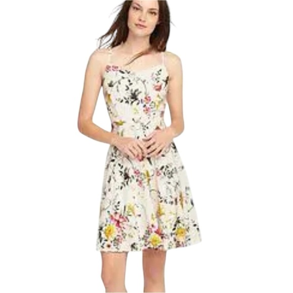 Old Navy Women Dress Fit Flare Cami Dress White Floral Print Size Small Petite - Picture 1 of 14